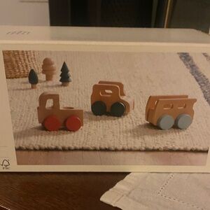 Hearth & Hand Wooden Toy Train Set with Red and Gray Wheels NEW